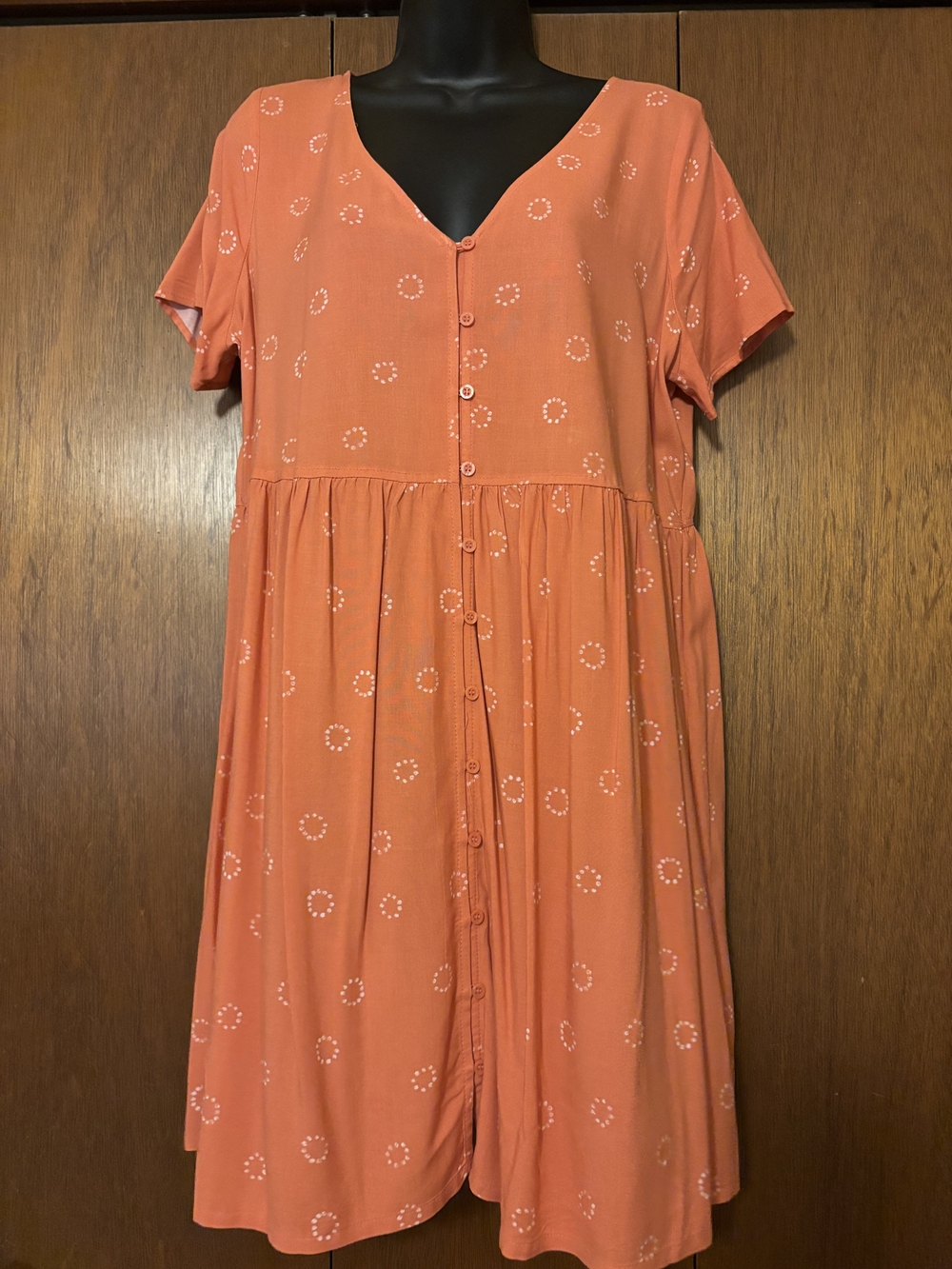 a.n.a Coral Button-Front Short Sleeve Mini Dress